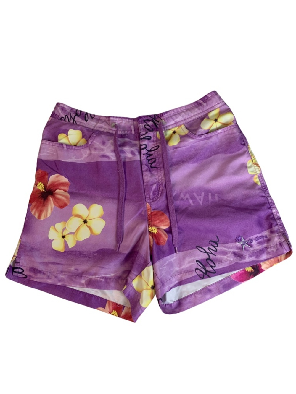 Body Glove Hawaiian Aloha Swim Shorts Women's M Drawstring Waist Beach Vacation